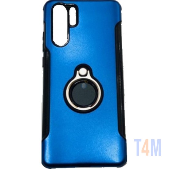 CAPA DE SILICONE COM METAL E ANEL DE DEDO HUAWEI Y7 2017 AZUL